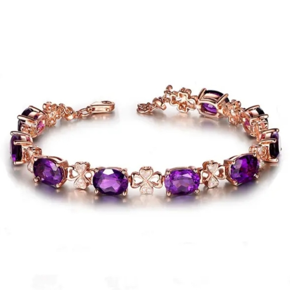 Women's bracelet 18K plated with saphire jade stone